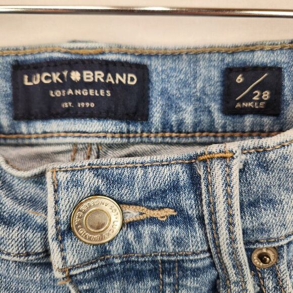 Lucky Brand High Rise Straight Zoe Womens 6/28 Denim Cutoff Jeans Blue Cuffed - Picture 6 of 9